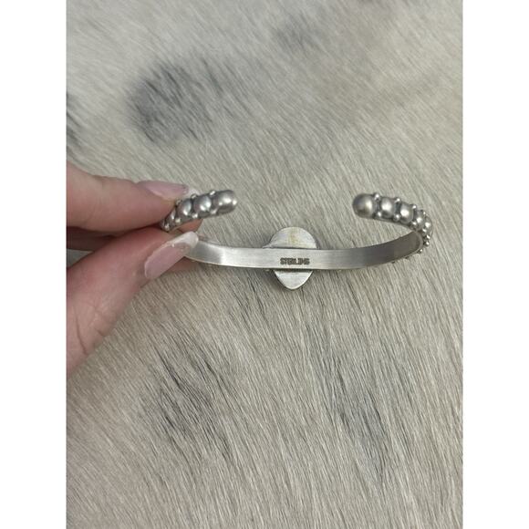 Sterling Silver Pink Conch Tear Drop Braided Dome Cuff Bracelet 925 Stacker - Picture 6 of 8